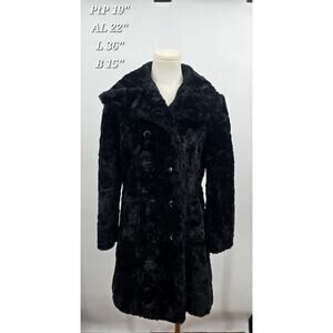 Vintage 1960s Betty Rose Faux Beaver Fur Mid Length Coat